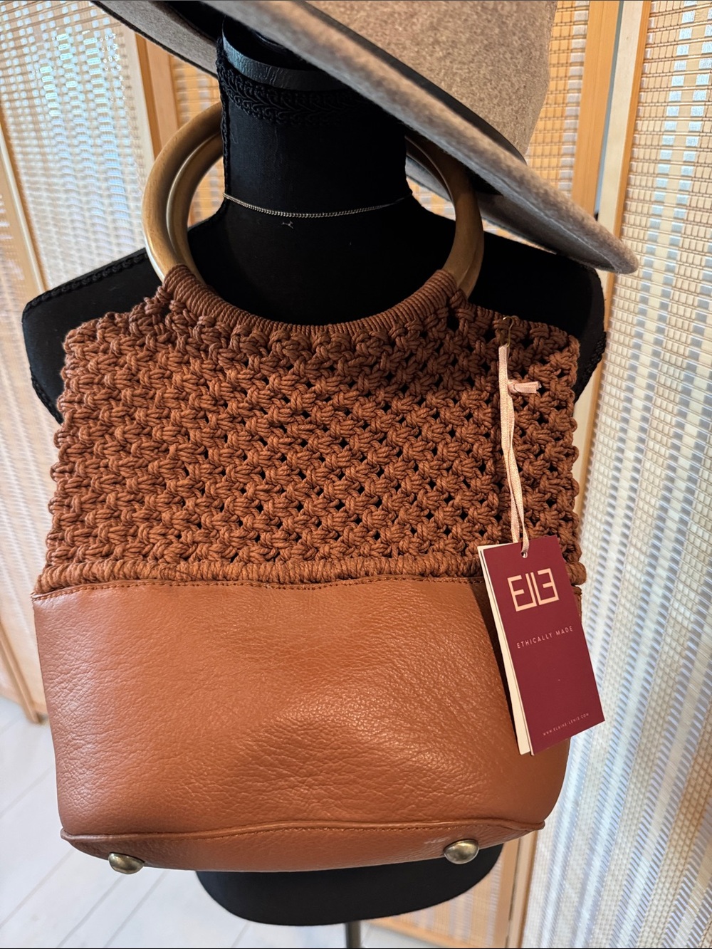 Amelia: Crochet Leather Bag by Elaine Lewis - NWT
